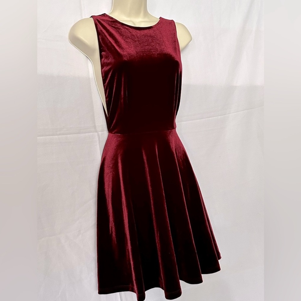 American Apparel Deep Red Backless Skater Dress